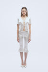 White silk capri pant
